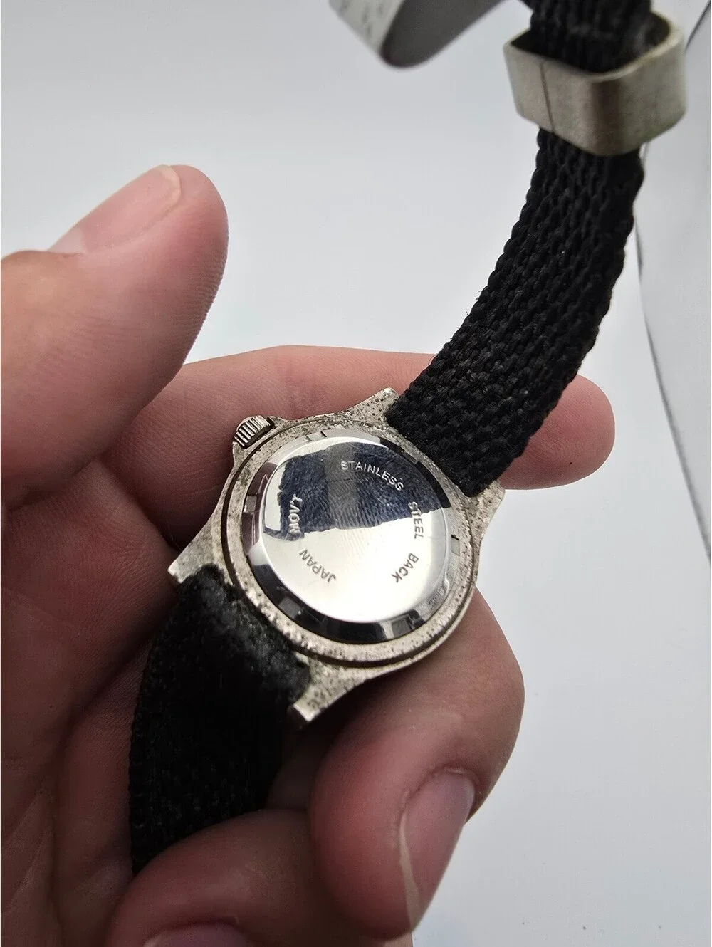 Polini Quartz Analog Watch Water-Resistant Date White Dial Black Fabric Strap